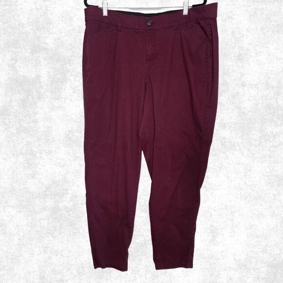Lane Bryant Burgundy Stretch Cotton Trousers – Size 16 - Picture 4 of 7